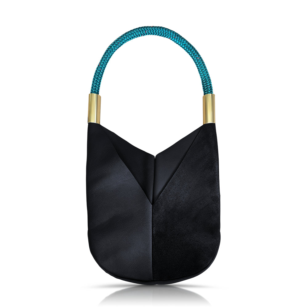 Original Wildwood Bag // Large in Black Leather Seaside Teal Handbag Only