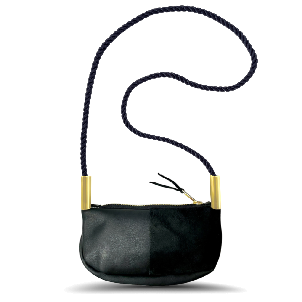 Zip Crossbody // in Black Leather Summer Night Black Handbag Only