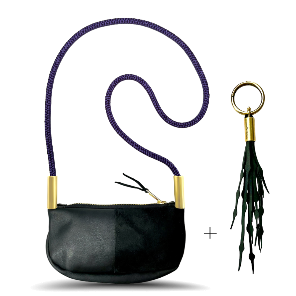 Zip Crossbody // in Black Leather