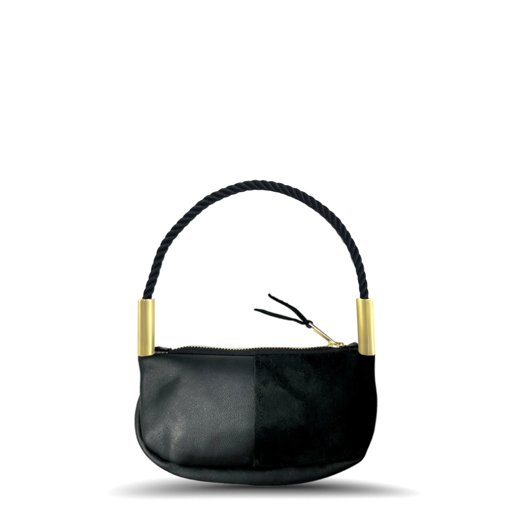 Zip Crossbody // in Black Leather Summer Night Black Wrist (19") Handbag Only