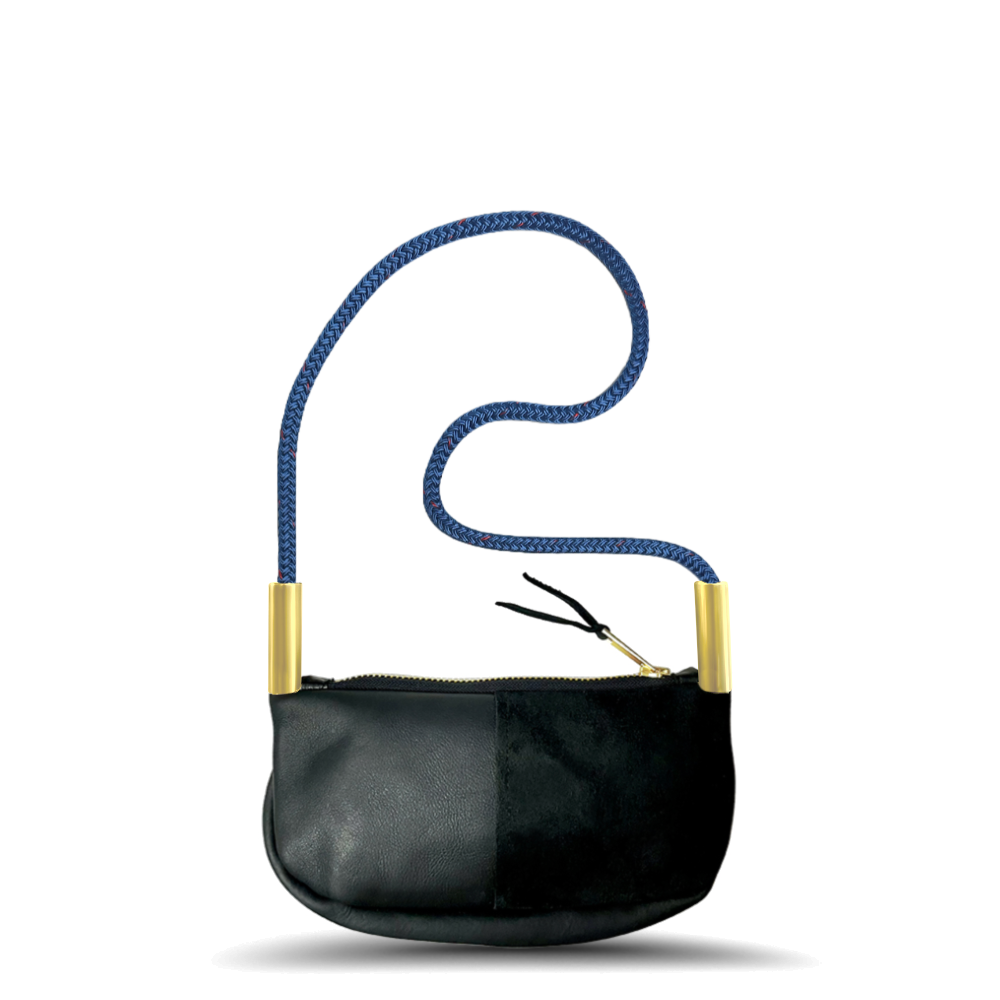 Zip Crossbody // in Black Leather Shoulder (35") Handbag Only