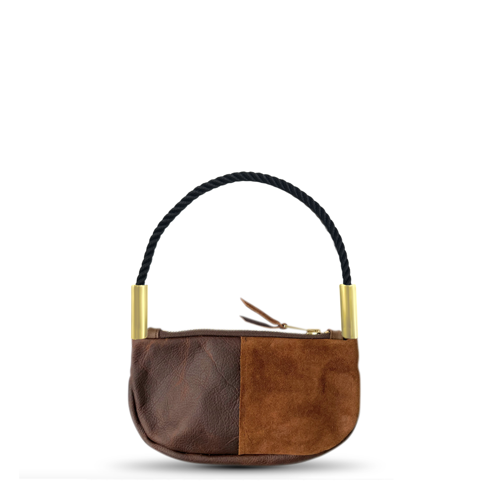 Zip Crossbody // in Brown Leather Summer Night Black Wrist (19") Handbag Only