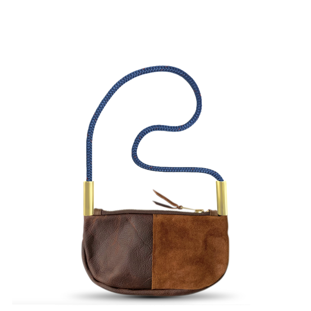 Zip Crossbody // in Brown Leather Shoulder (35") Handbag Only