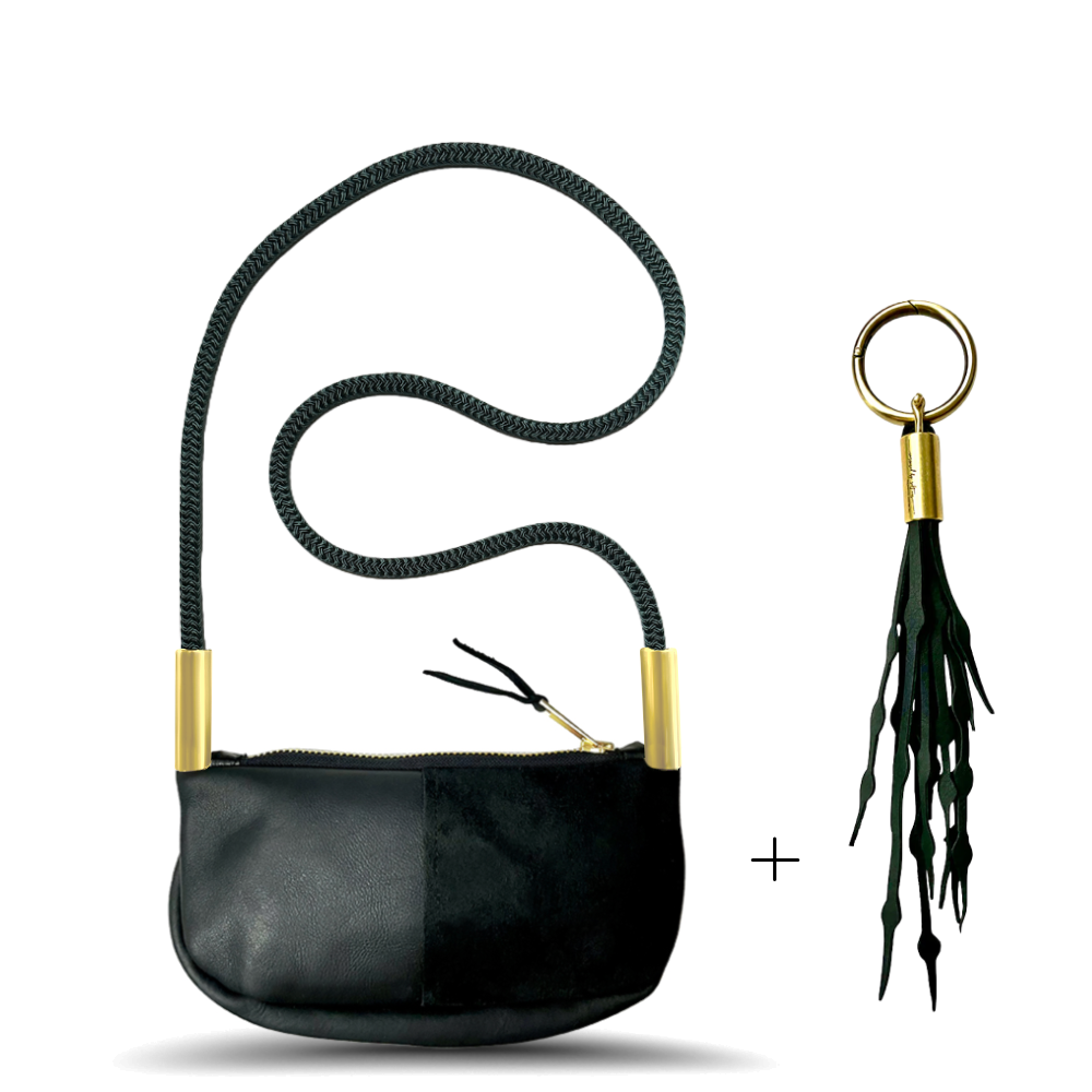 Zip Crossbody // in Black Leather