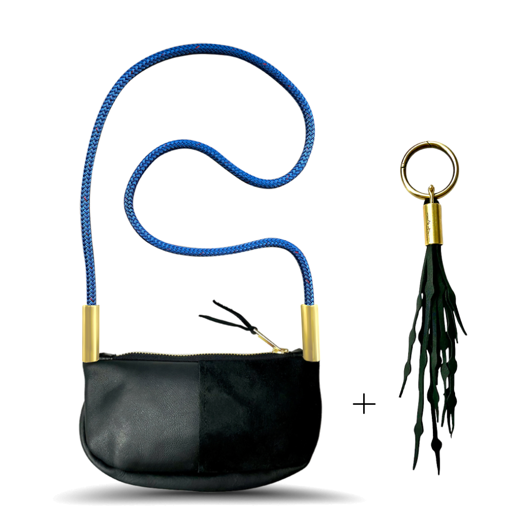 Zip Crossbody // in Black Leather Add a Matching Seaweed Tassel (save $10)