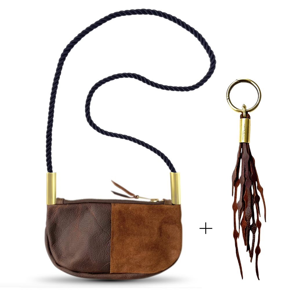 Zip Crossbody // in Brown Leather Summer Night Black