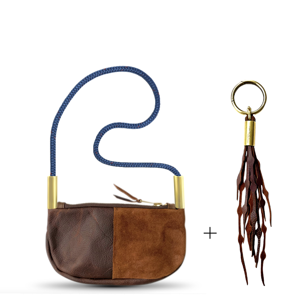 Zip Crossbody // in Brown Leather Shoulder (35") Add a Matching Seaweed Tassel (save $10)