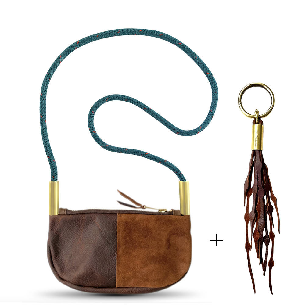 Zip Crossbody // in Brown Leather Seaside Teal Add a Matching Seaweed Tassel (save $10)