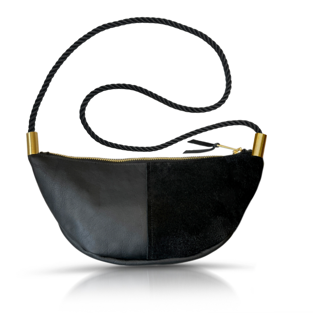 Sling Bag // in Black Leather Summer Night Black Custom Length Handbag Only
