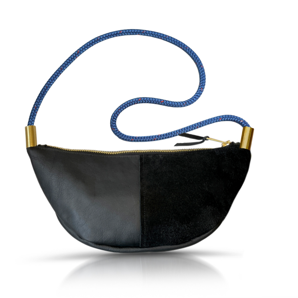 Sling Bag // in Black Leather Short Crossbody (40”) Handbag Only