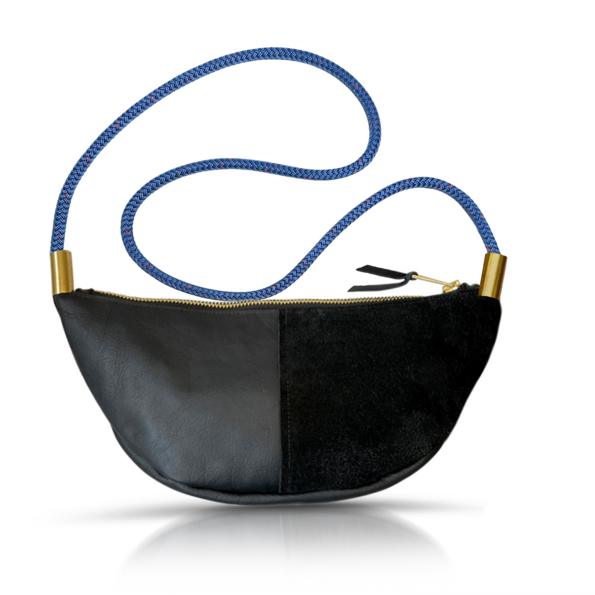 Sling Bag // in Black Leather Custom Length Handbag Only