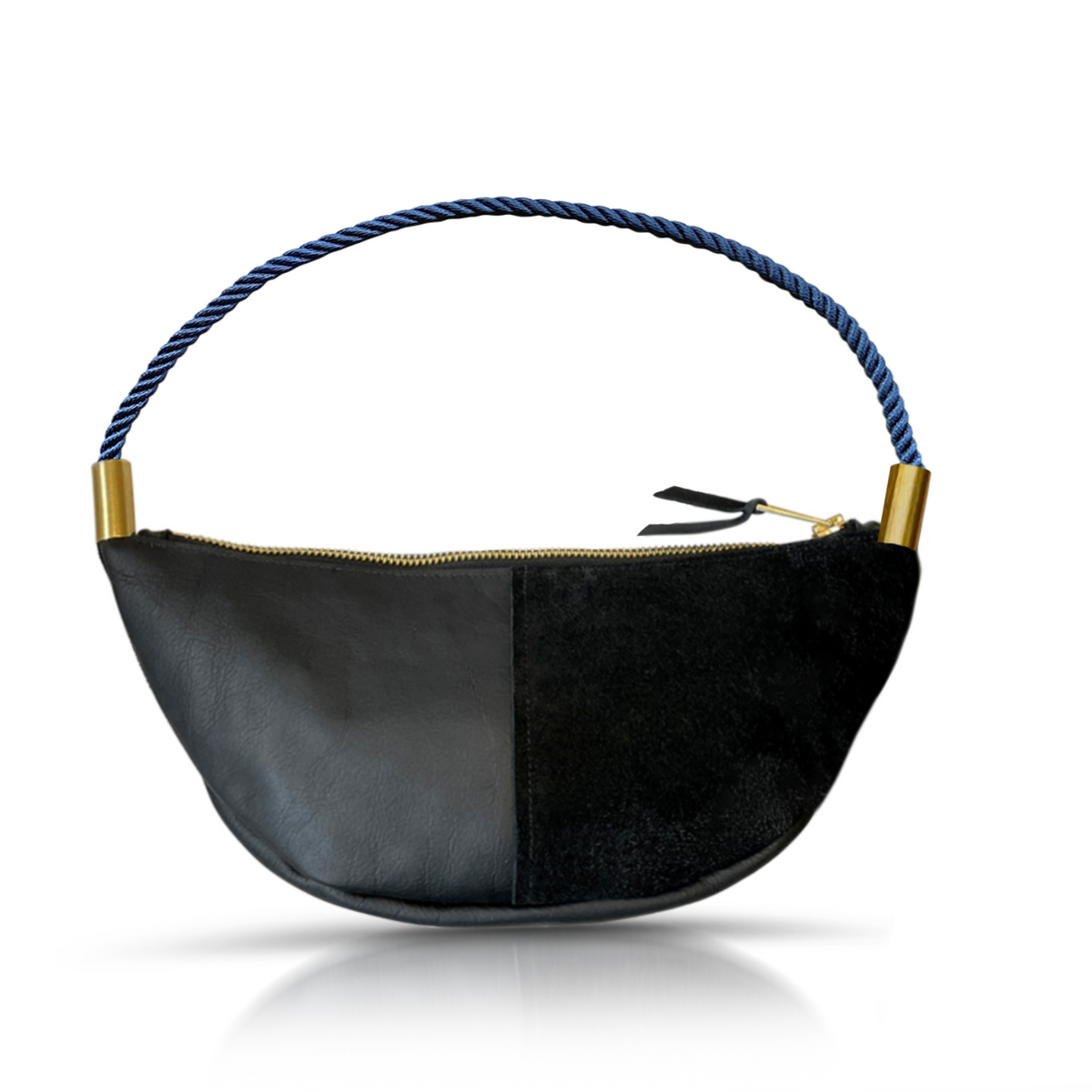 Sling Bag // in Black Leather New England Navy Short Shoulder (25”) Handbag Only