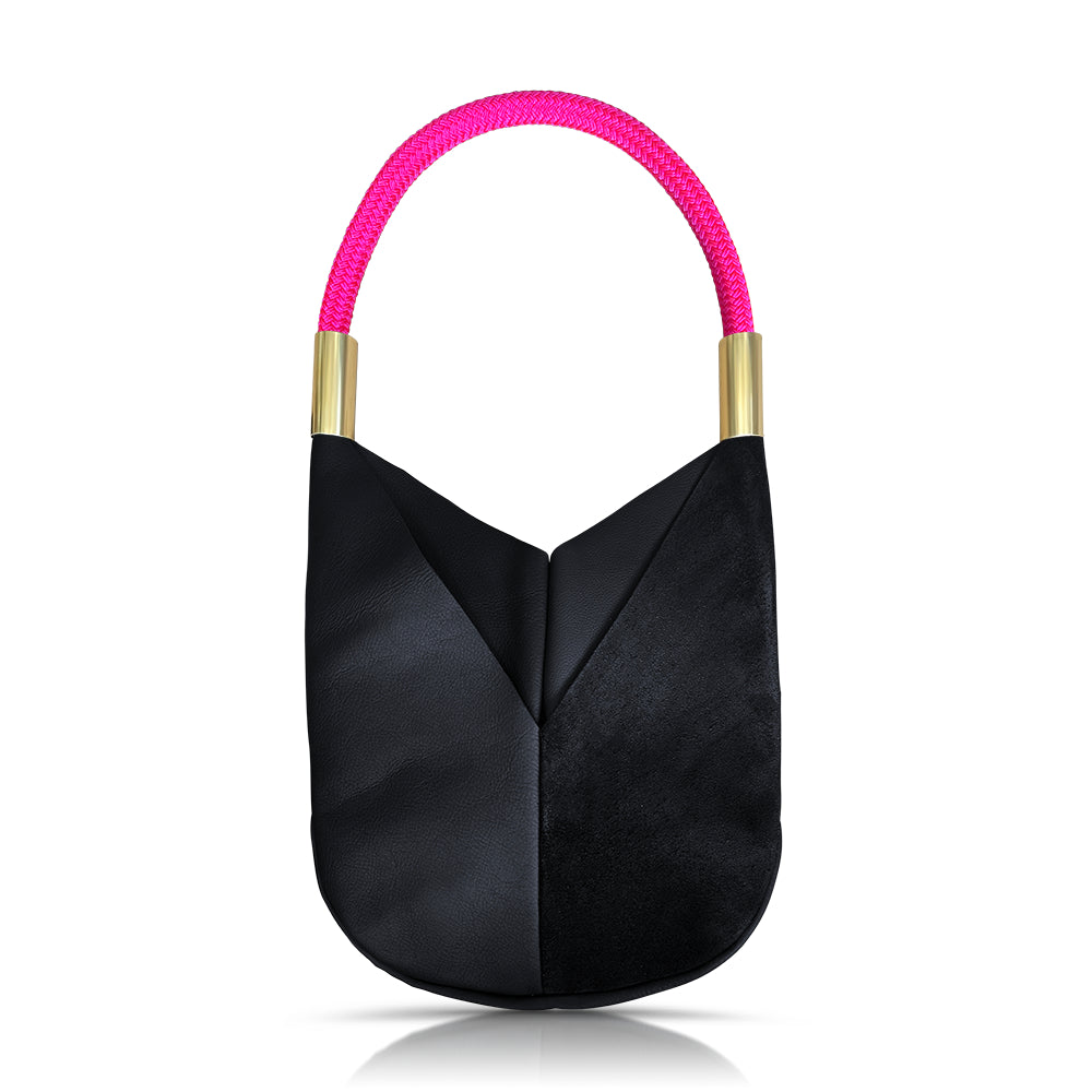 Original Wildwood Bag // Large in Black Leather Neon Pink Handbag Only