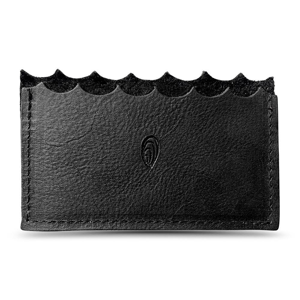 Mini Wallet with Oyster Shell // in Black Leather