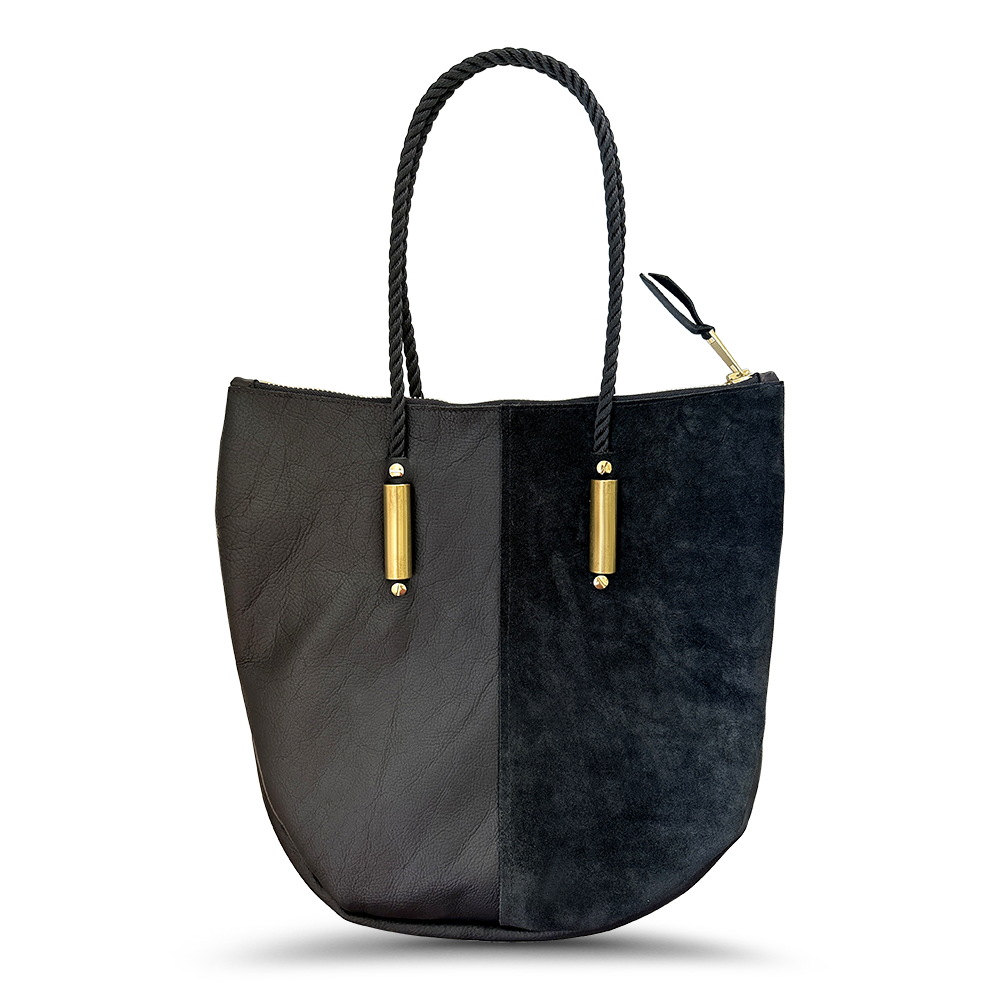 Zip Tote // in Black Leather