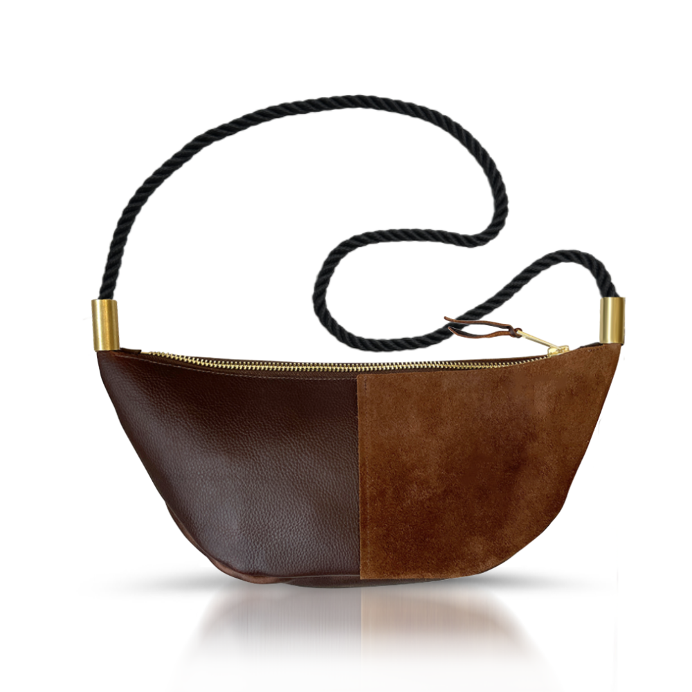 Sling Bag // in Brown Leather Summer Night Black Short Crossbody (40”) Handbag Only