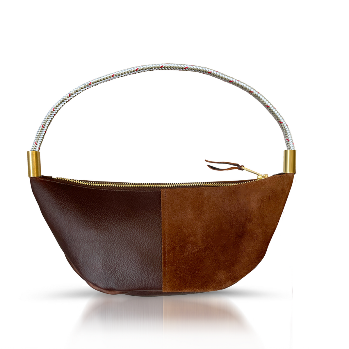 Sling Bag // in Brown Leather Oyster Shell Gold Short Shoulder (25”) Handbag Only