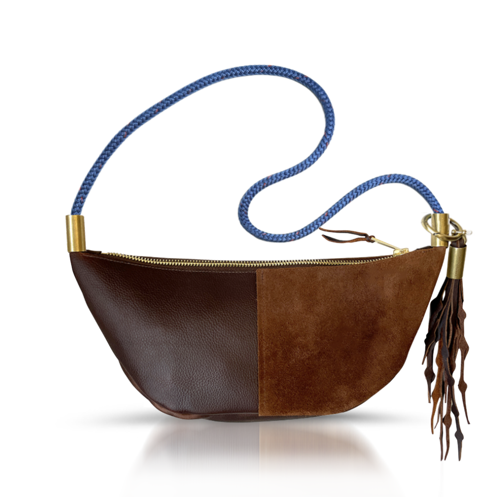 Sling Bag // in Brown Leather Long Shoulder (35”) Add a Matching Seaweed Tassel (save $10)