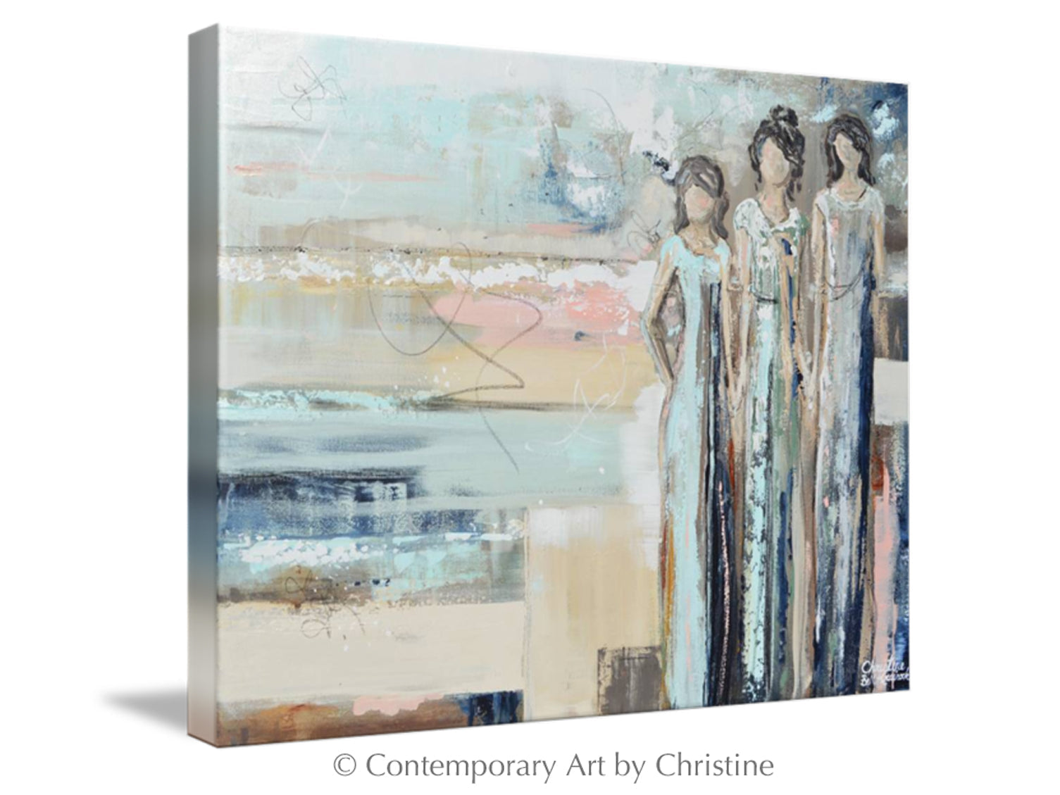 "Sisterhood" GICLEE PRINT Art Abstract Painting Figurative Girls Strong Women Canvas