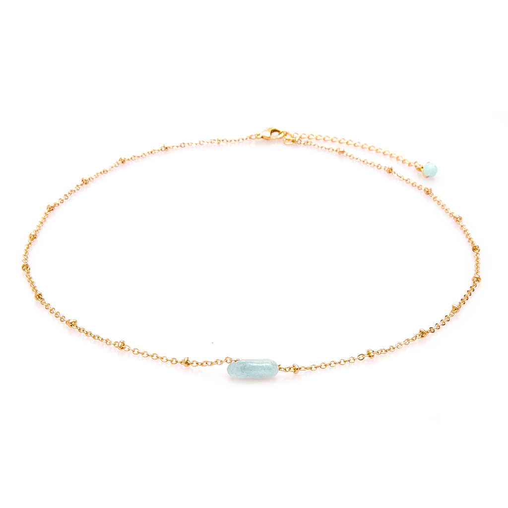 Aquamarine Necklace Gold
