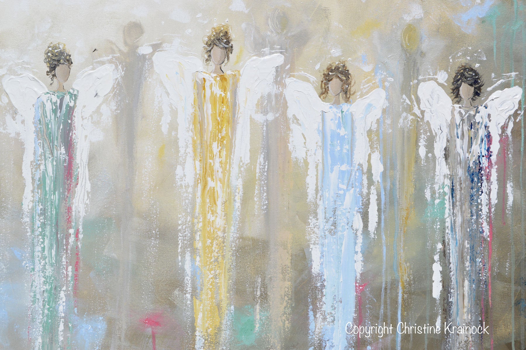 GICLEE PRINT Art Abstract Guardian Angels Painting Angel Wall Art~ Joyful Heart Foundation Charity