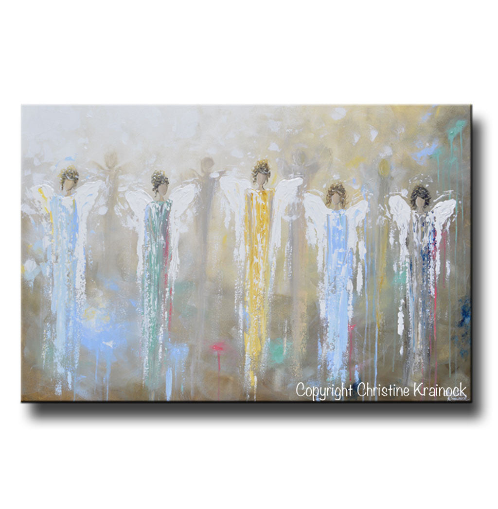 GICLEE PRINT Art Abstract Guardian Angels Painting Angel Wall Art~ Joyful Heart Foundation Charity
