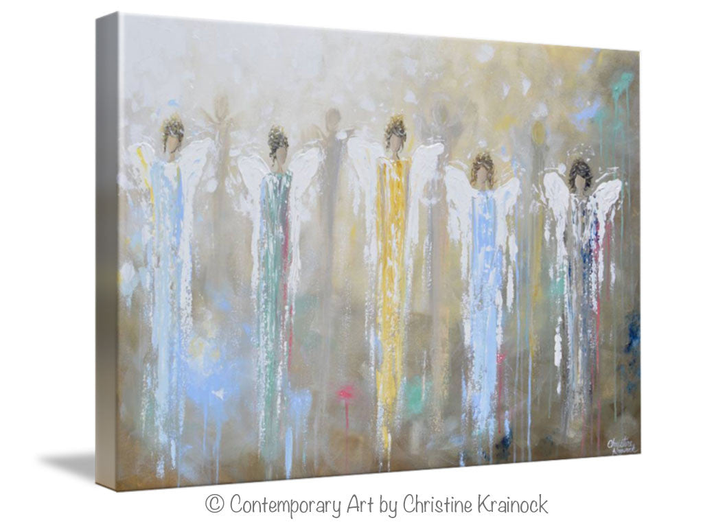 GICLEE PRINT Art Abstract Guardian Angels Painting Angel Wall Art~ Joyful Heart Foundation Charity