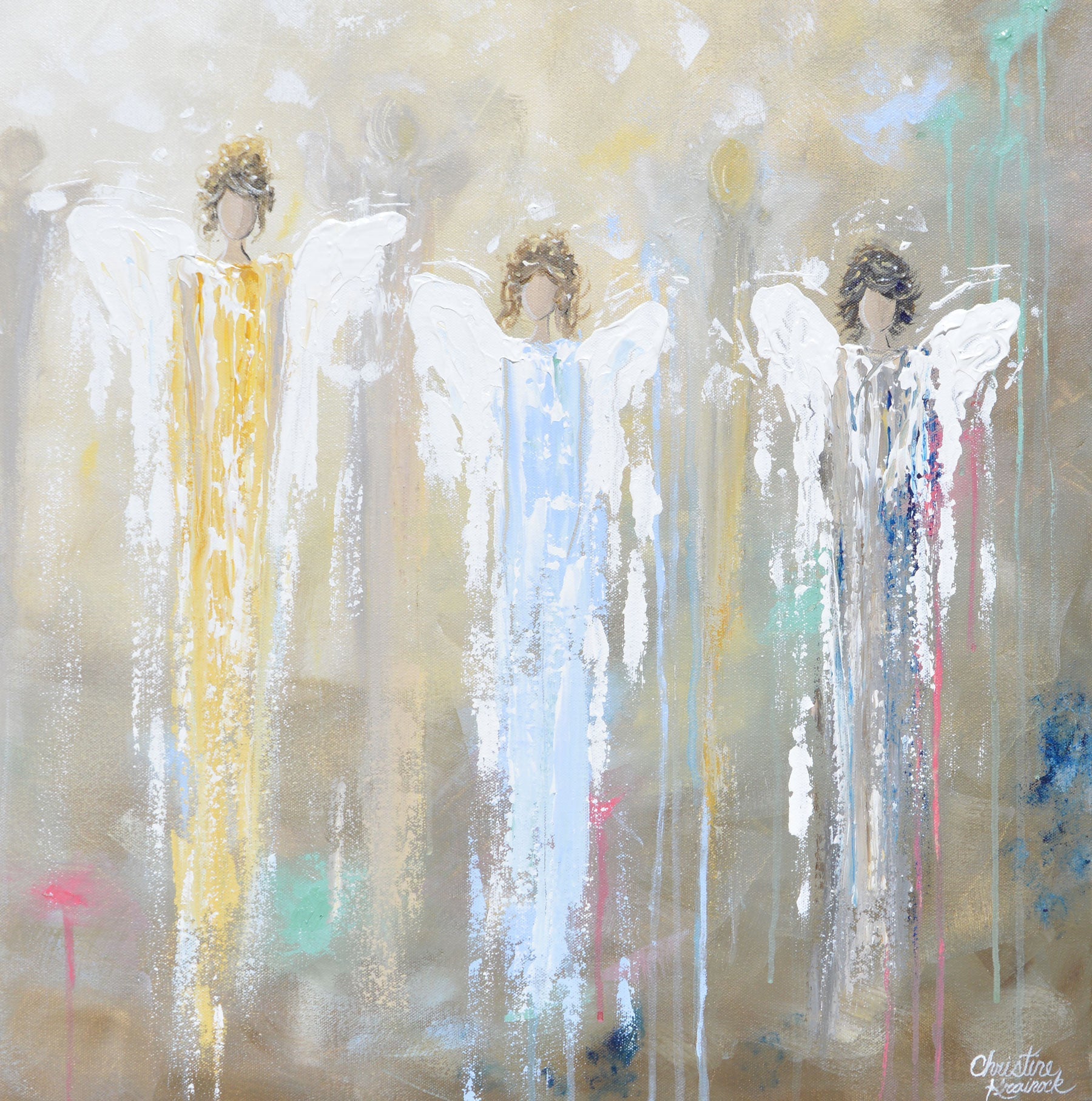 GICLEE PRINT Art Abstract Guardian Angels Painting Angel Wall Art~ Joyful Heart Foundation Charity