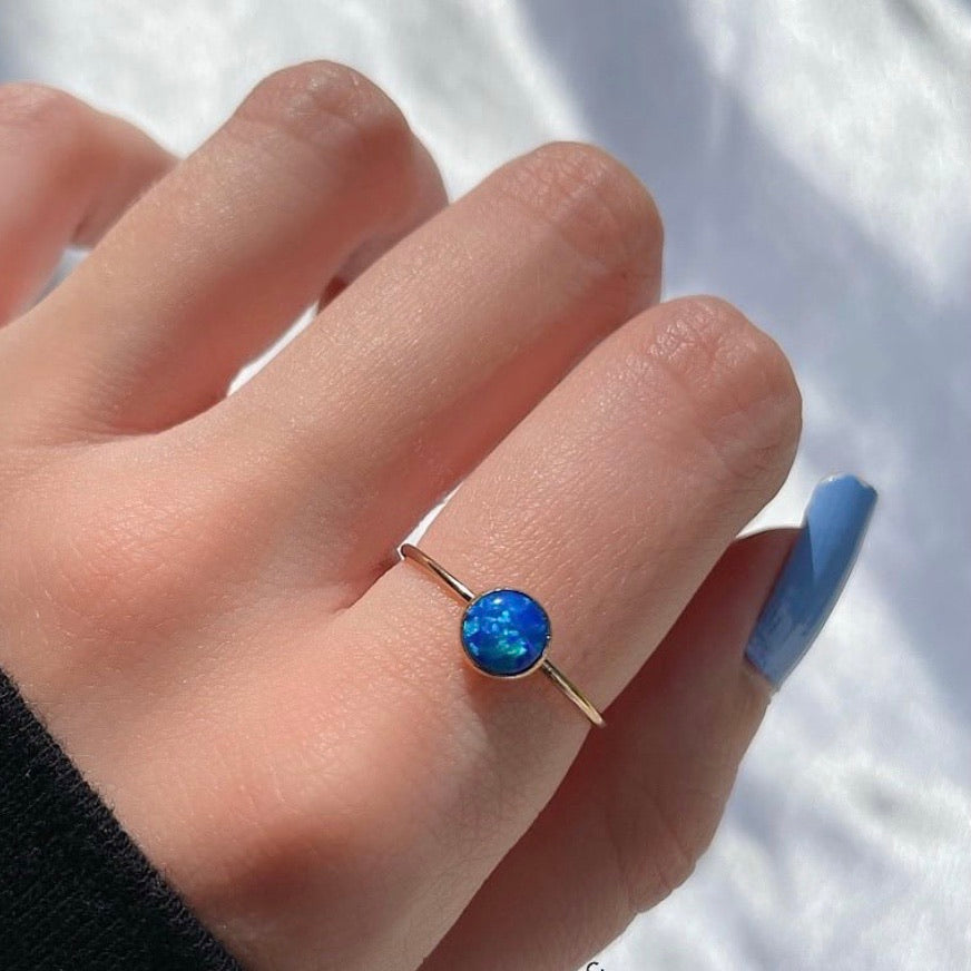 MARION LARGE OPAL RING DARK BLUE OPAL