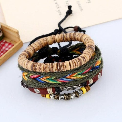 Feather Charm Rainbow Beaded Multilayer Bracelet Default Title
