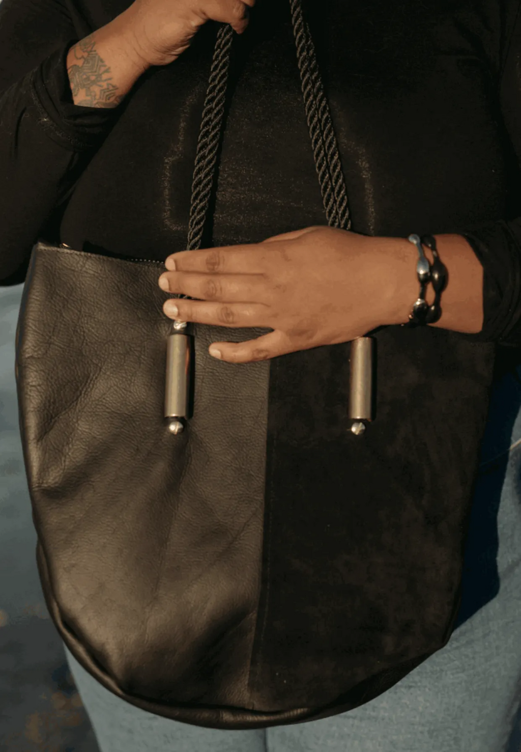 Zip Tote // in Black Leather