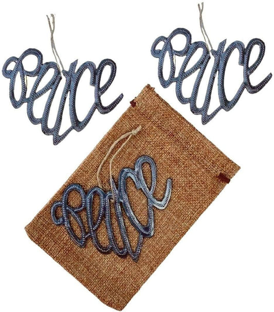 Think Peace, set/2 $3.50 ea. Handmade Heart Ornament 4" x 3" - Pluff Mud Mercantile